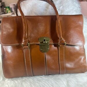 Patricia Nash Tan Leather Satchel Vienna Heritage Collection Excellent Condition